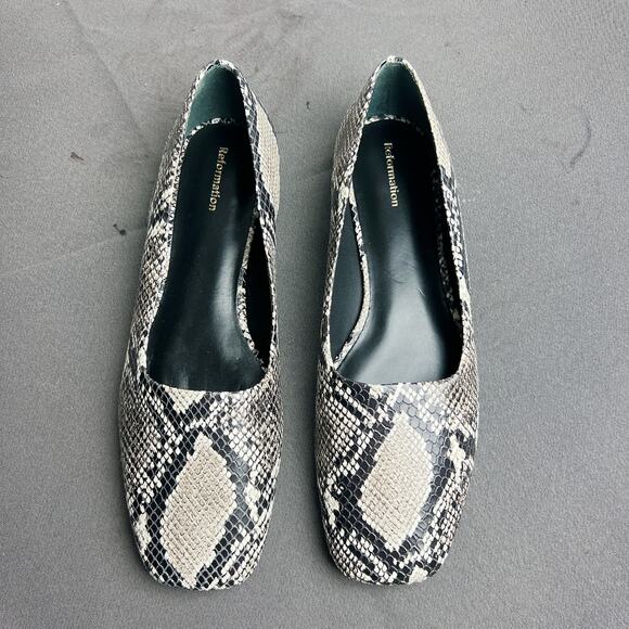 Reformation Inez Ballet Flat Roccia Snake Sz 7.5 - Picture 1 of 5